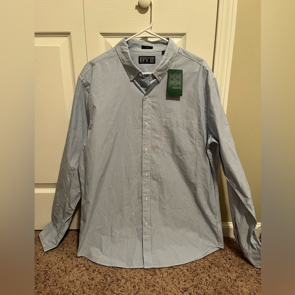 Rye Blue Collared Button Down Long‎ Sleeve Shirt (XL) NWT